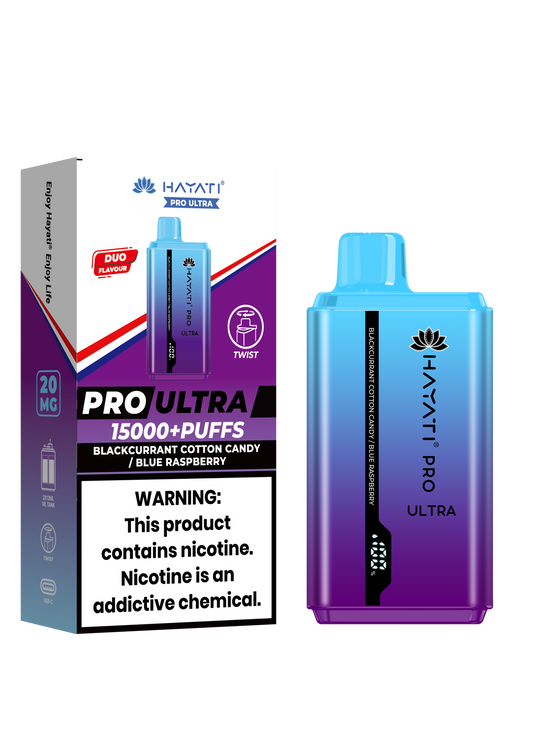 Hayati Pro Ultra 15000 Puffs Disposable Vape-Blackcurrant Cotton / Blue Raspberry