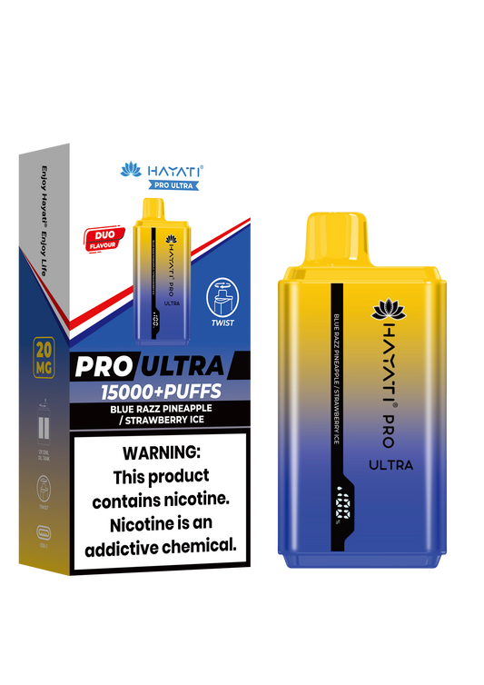 Hayati Pro Ultra 15000 Puffs Disposable Vape-Blue Razz Pineapple / Strawberry Ice