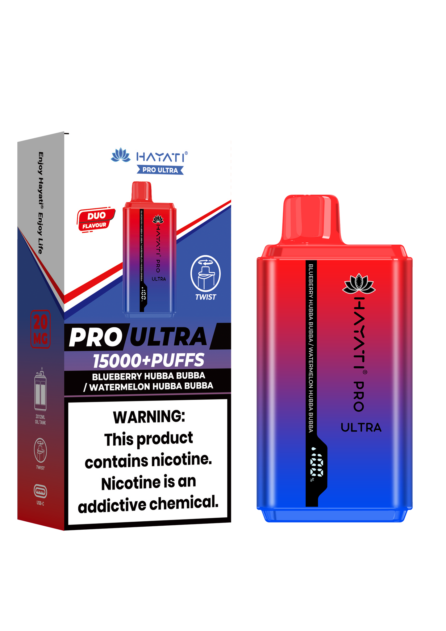 Hayati Pro Ultra 15000 Puffs Disposable Vape-Blueberry Hubba Bubba / Watermelon Hubba Bubba