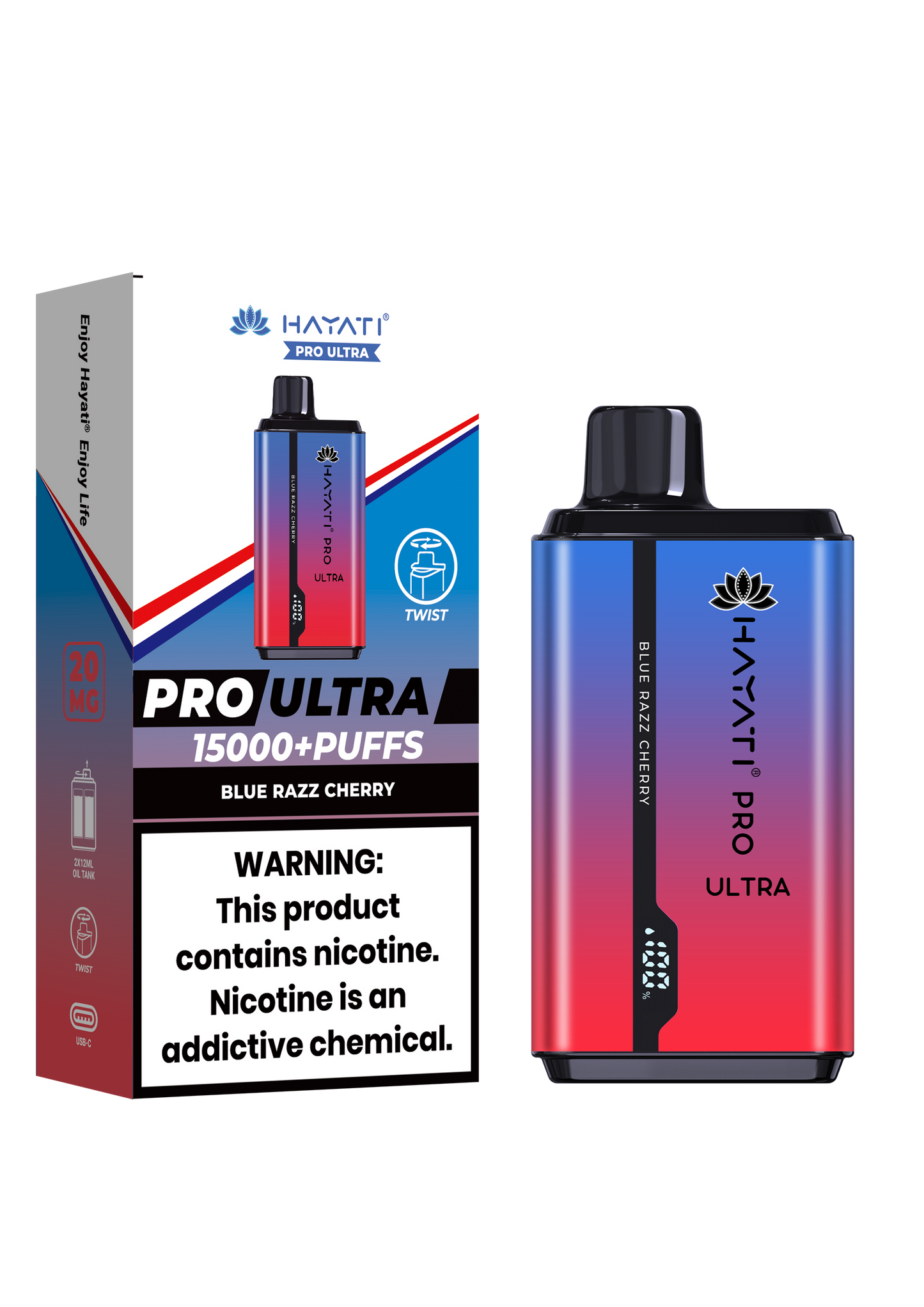 Hayati Pro Ultra 15000 Puffs Disposable Vape-Blue Razz Cherry