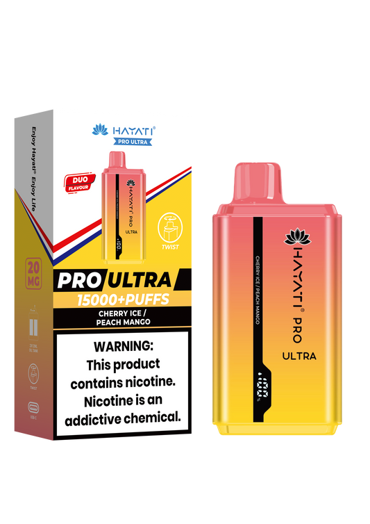 Hayati Pro Ultra 15000 Puffs Disposable Vape-Cherry Ice / Peach Mango