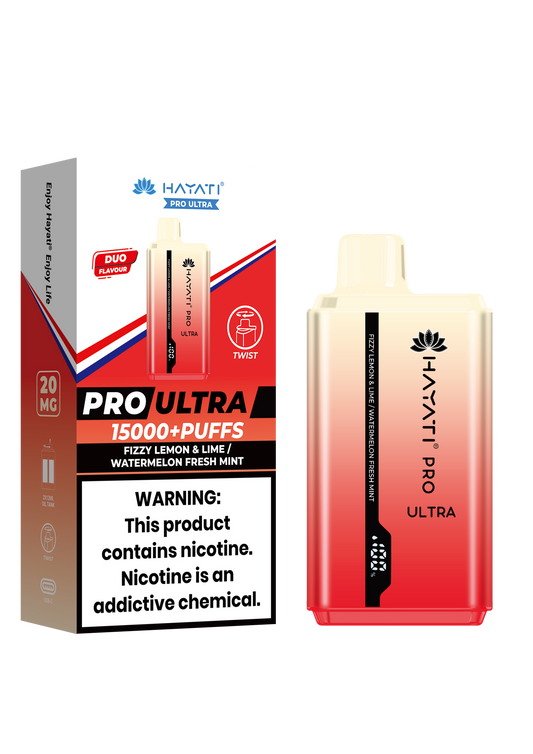 Hayati Pro Ultra 15000 Puffs Disposable Vape - Fizzy Lemon & Lime / Watermelon Fresh Mint