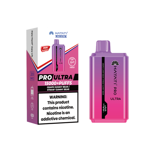 Hayati Pro Ultra 15000 Puffs Disposable Vape - Grape Gummy Bear / Straw Gummy Bear