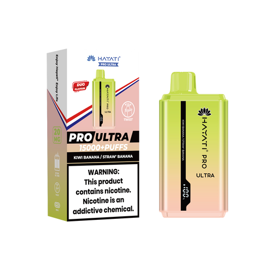 Hayati Pro Ultra 15000 Puffs Disposable Vape-Kiwi Banana / Straw Banana