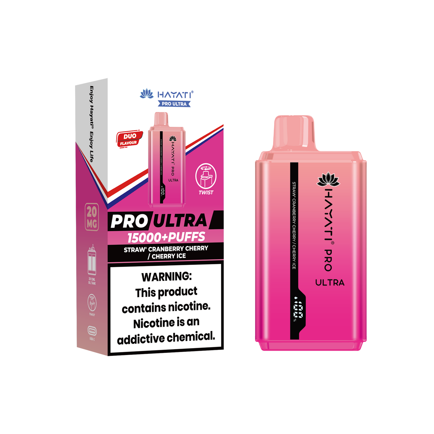 Hayati Pro Ultra 15000 Puffs Disposable Vape-Strawberry Cranberry Cherry / Cherry Ice