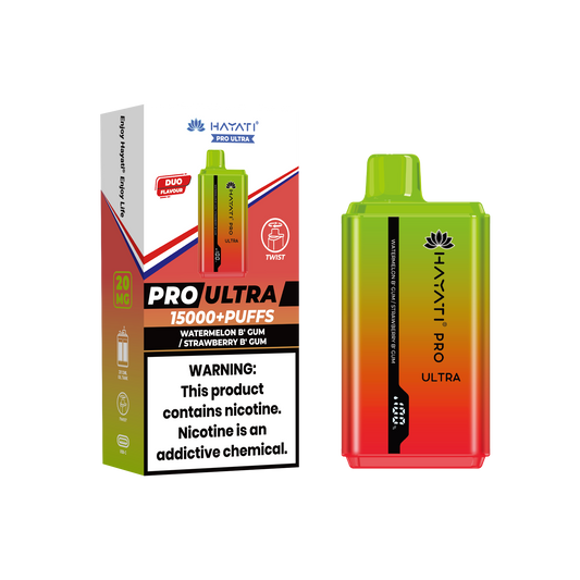 Hayati Pro Ultra 15000 Puffs Disposable Vape-Watermelon Bubblegum / Strawberry Bubblegum